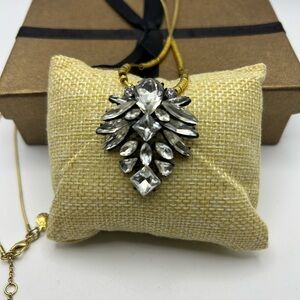 J. Crew Crystal Rhinestone Statement Pendant and Long Snake Chain Necklace
